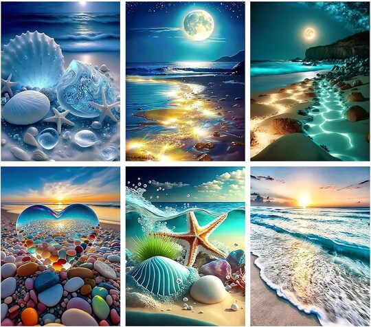 Diamond Painting Kits for Adults Multipack Landscape Moon Diamond Art Kits for Beginners Fun Dotted Diamonds Pictures Art Set DIY 5D Bulk Packs